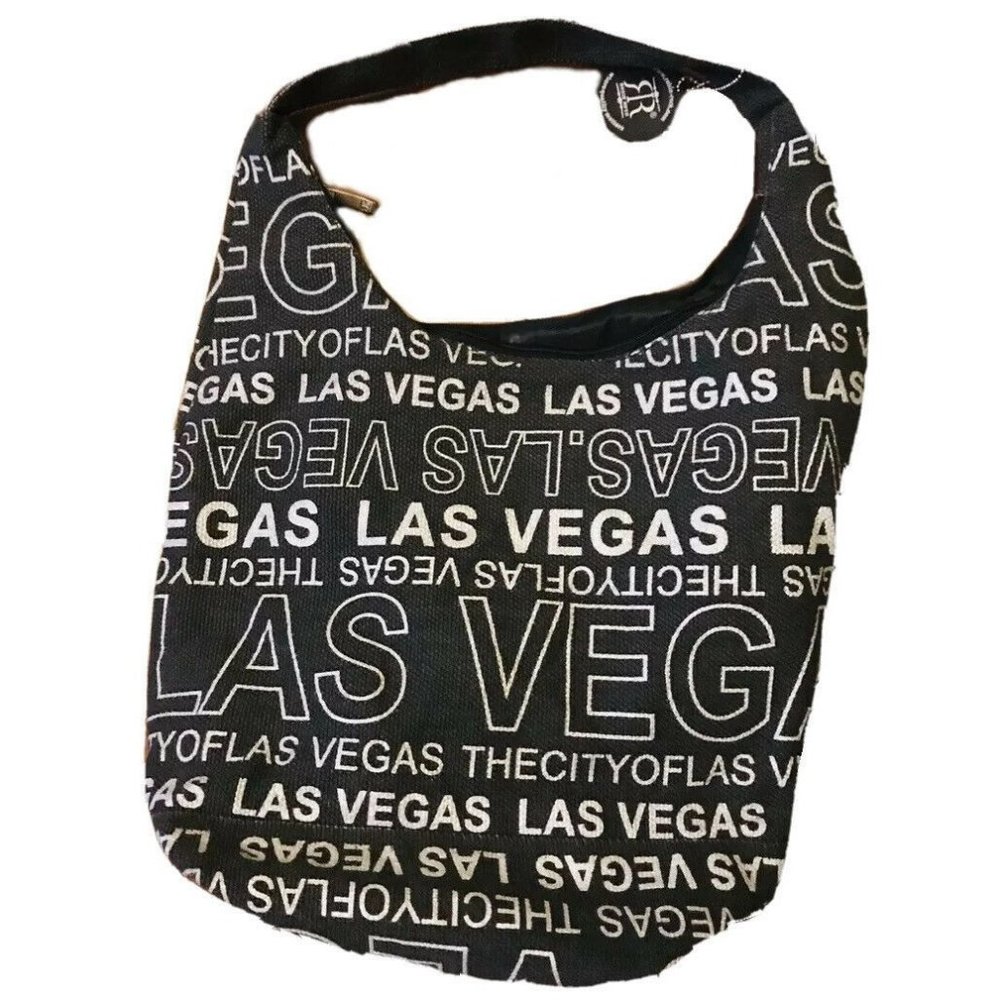 Robin Ruth LAS  VEGAS Black & White Canvas Hobo Shoulder Bag, NWOT